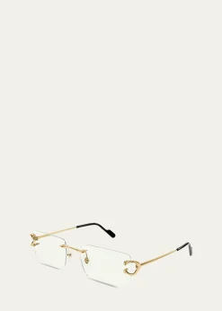 CartierMen's C-Hinge Metal Rectangle Eyeglasses