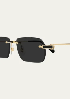 CartierMen's Nylon & Metal Rectangle Sunglasses