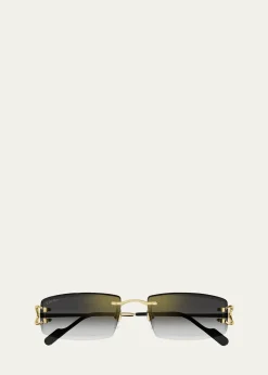 CartierMen's Rimless Metal Rectangle Sunglasses