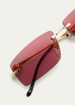 CartierMen's Rimless Metal Rectangle Sunglasses