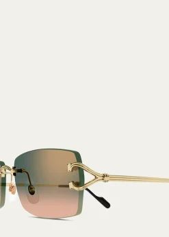 CartierMen's C-Hinge Metal and Nylon Rectangle Sunglasses