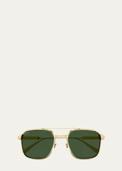 CartierMen's CT0610S-002 Double-Bridge Titanium Aviator Sunglasses