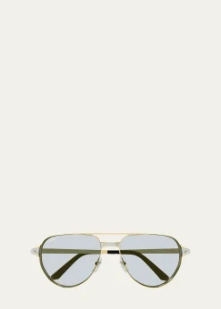 CartierMen's CT0425S-006 Metal and Acetate Aviator Sunglasses