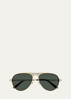 CartierMen's CT0533SM Metal Aviator Sunglasses