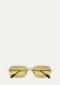 CartierMen's CT0271Sm Rimless Rectangle Sunglasses