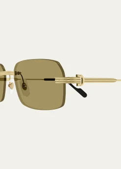 CartierMen's Rimless Rectangle Metal Sunglasses