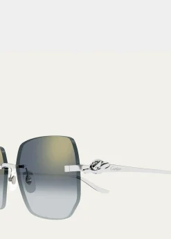 CartierRimless Metal Butterfly Sunglasses