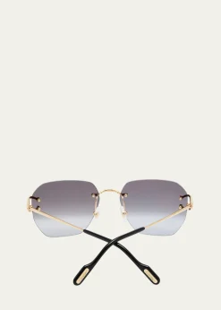CartierRimless Square Metal Sunglasses