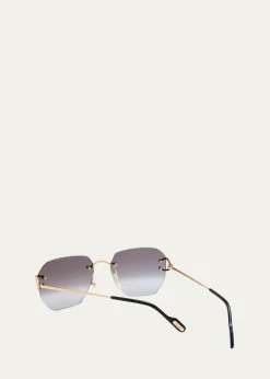 CartierRimless Square Metal Sunglasses