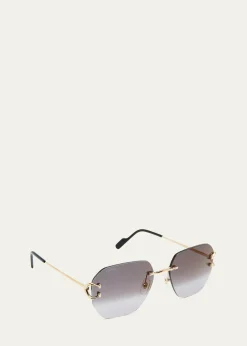 CartierRimless Square Metal Sunglasses