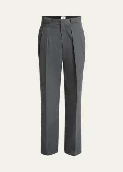 CASABLANCAMen's Wool Maxi-Pleated Trousers