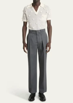 CASABLANCAMen's Wool Maxi-Pleated Trousers