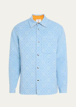 CASABLANCAMen's Wool Monogram Shirt Jacket