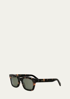 CelineMen's Three Dots Acetate and Nylon Square Sunglasses