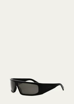 CelineMen's Acetate-Nylon Rectangle Sunglasses
