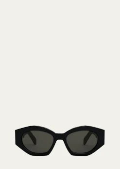 CelineMen's Triomphe Acetate and Nylon Oval Sunglasses