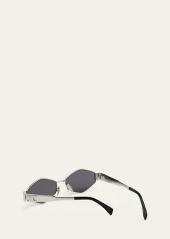 CelineMen's Triomphe Metal and Nylon Oval Sunglasses