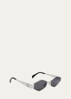 CelineMen's Triomphe Metal and Nylon Oval Sunglasses