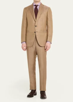 Cesare AttoliniMen's Linen and Silk Topstitch-Pocket Two-Piece Suit
