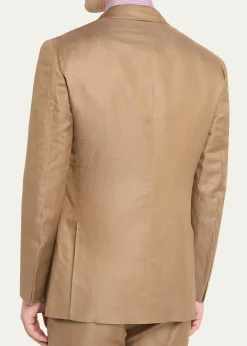Cesare AttoliniMen's Linen and Silk Topstitch-Pocket Two-Piece Suit