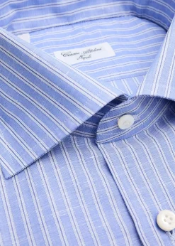 Cesare AttoliniMen's Cotton and Linen Multi-Stripe Dress Shirt