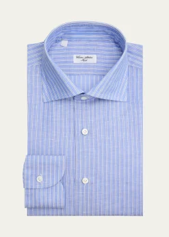 Cesare AttoliniMen's Cotton and Linen Multi-Stripe Dress Shirt