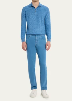 Cesare AttoliniMen's Light-Wash Denim Slim Straight-Leg Jeans