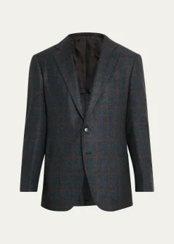 Cesare AttoliniMen's Plaid Cashmere Two-Button Jacket