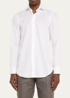 Cesare AttoliniMen's Solid Cotton Sport Shirt