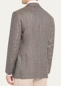 Cesare AttoliniMen's Wool, Silk and Linen Prince of Wales Sport Coat