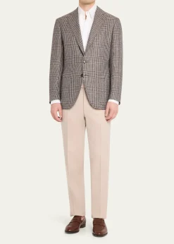 Cesare AttoliniMen's Wool, Silk and Linen Prince of Wales Sport Coat