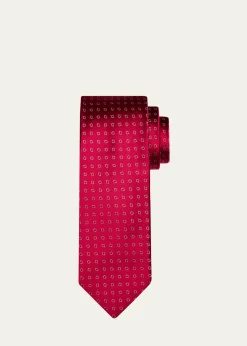 CharvetMen's Micro-Geometric Jacquard Silk Tie