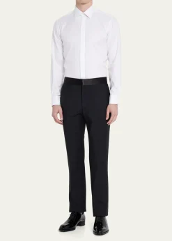 CharvetMen's Slim Fit Covered Placket Dress Shirt