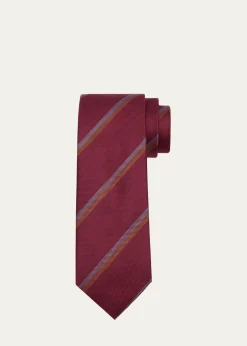 CharvetMen's Diagonal Stripe Silk Tie