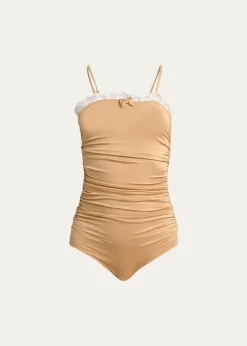 ChloeLace Ruffle Ruched Bodysuit