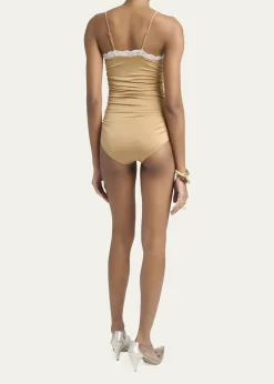 ChloeLace Ruffle Ruched Bodysuit