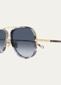 Chloe53mm Gradient Aviator Sunglasses