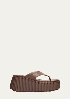 Chloe75mm Nama Platform Leather Thong Sandals