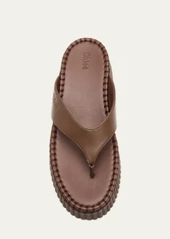 Chloe75mm Nama Platform Leather Thong Sandals