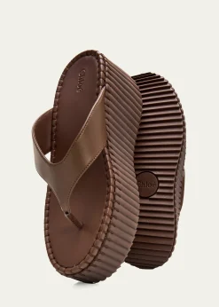 Chloe75mm Nama Platform Leather Thong Sandals