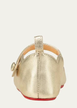 Christian LouboutinGirl's Love Chick Metallic Leather Ballerina Shoes, Baby