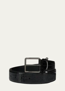 Christian LouboutinMen's Chambeliss Alligator-Effect Leather Belt