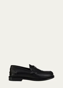 Christian Louboutinx Jaden Smith Men's Plato Leather Red-Sole Penny Loafers