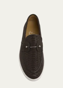 Christian LouboutinMen's Chambeliboat Python Collar-Pin Boat Shoes