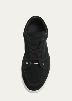 Christian LouboutinMen's Chambelisneak Collar-Pin Suede Low-Top Sneakers