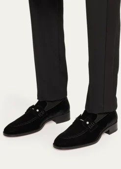 Christian LouboutinMen's Chambelimoc Night Strass Velvet Loafers