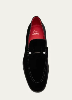 Christian LouboutinMen's Chambelimoc Night Strass Velvet Loafers