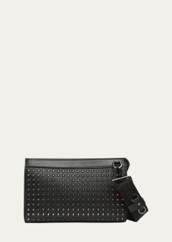 Christian LouboutinMen's Funky Leather Empire Spikes Crossbody Bag