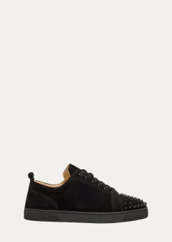 Christian LouboutinMen's Louis Junior Spikes Leather Low-Top Sneakers