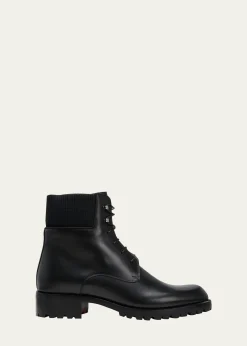 Christian LouboutinMen's Trapman Red Sole Leather Combat Boots